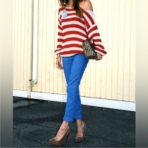 Stella McCartney Y2K low rise cerulean blue slim stretch ankle jeans, size 32